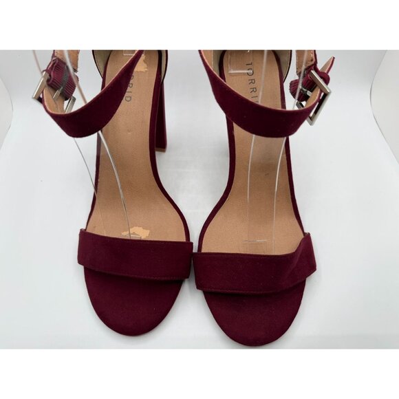 Torrid Pumps Womens Size 11WW Burgundy Two Strap Tapered Open Toe Heeled Sandals - Picture 4 of 16